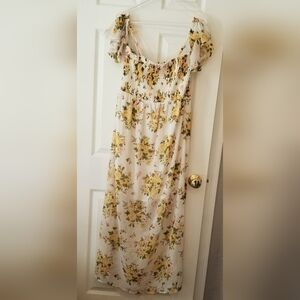 Disney Princess Womens L Floral Maxi Cottage Core Milkmaid Coquette Lined Dress